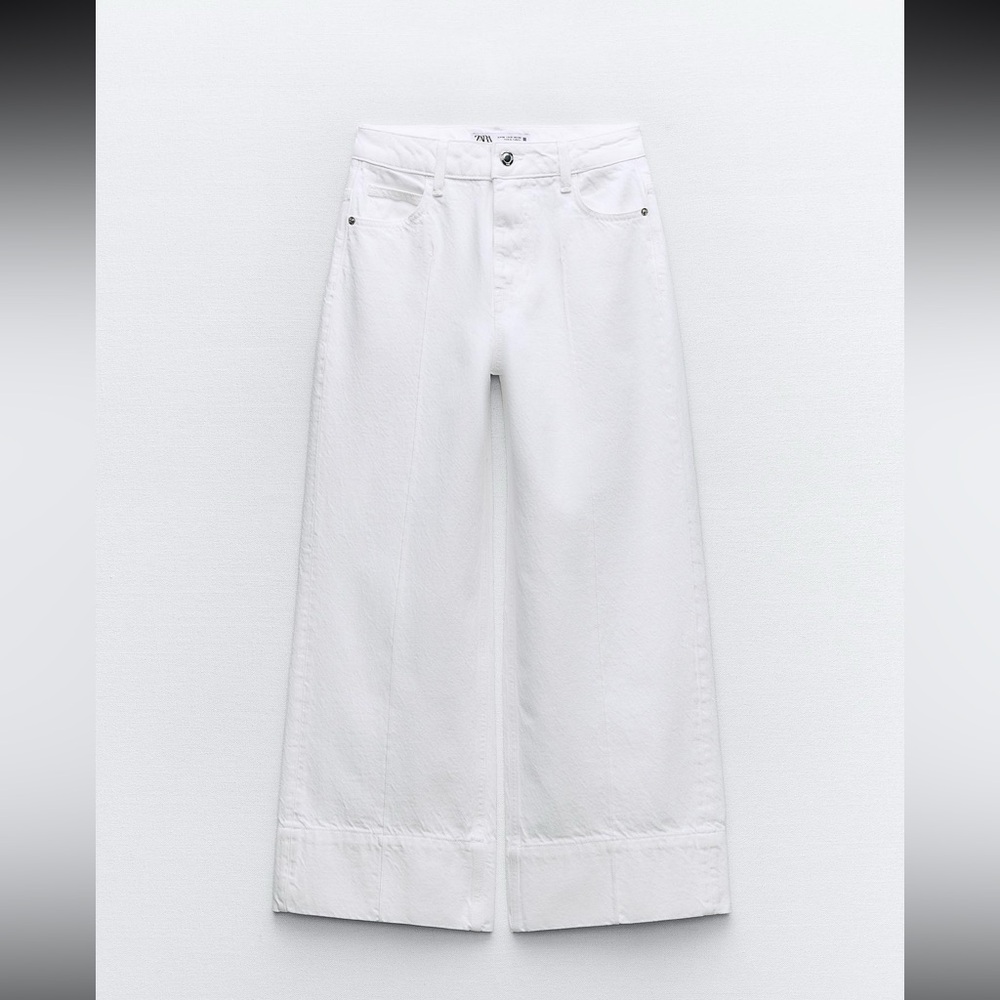 Zara Crop Wide Leg Front Seam Z1975 Jeans with a High Waist